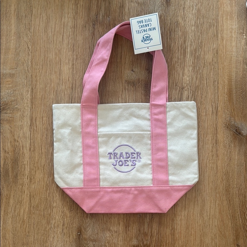 Trader Joe's pink  and Cream Tote Bag